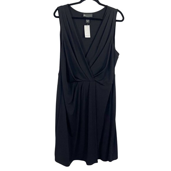 NEW Lane Bryant Black Draped Sleeveless V-Neck Dress Cocktail - Size 18/20 - Picture 1 of 5